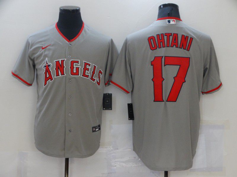 Men Los Angeles Angels #17 Ohtani Grey Game 2021 Nike MLB Jerseys